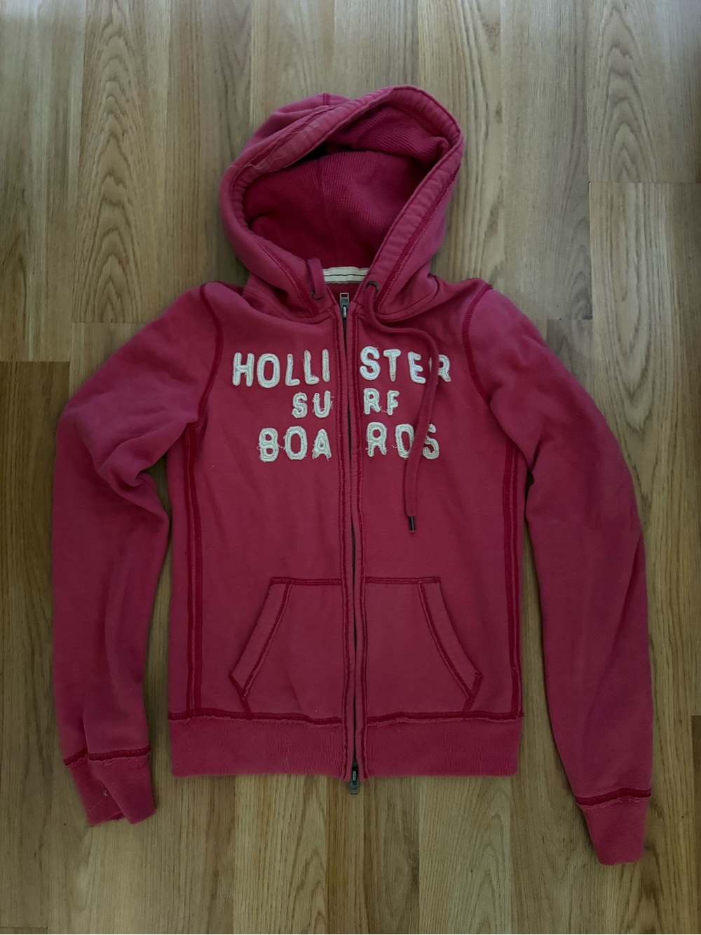 vintage hot pink Hollister full-zip hoodie small y2k